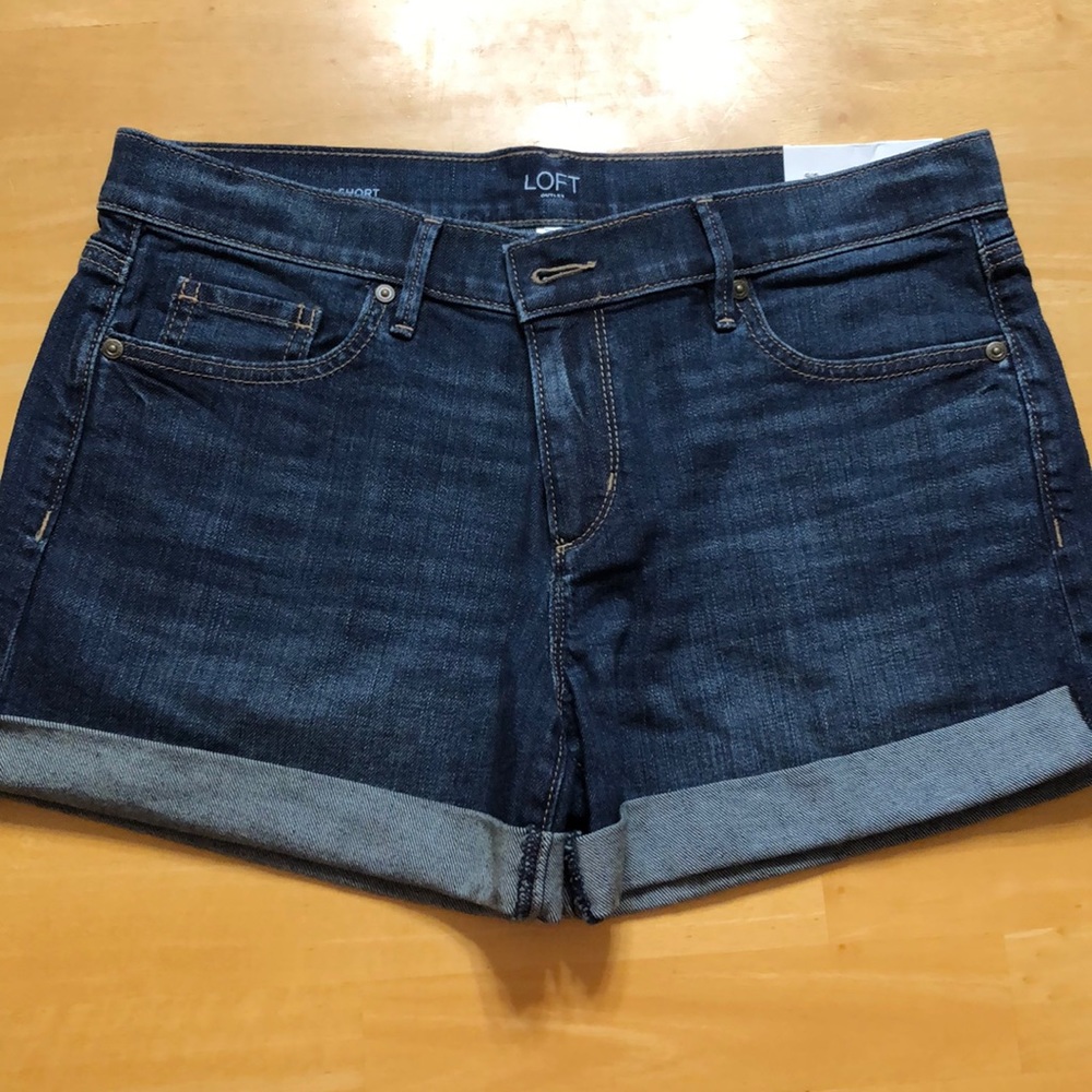 LOFT denim roll shorts. NWT. Size 8